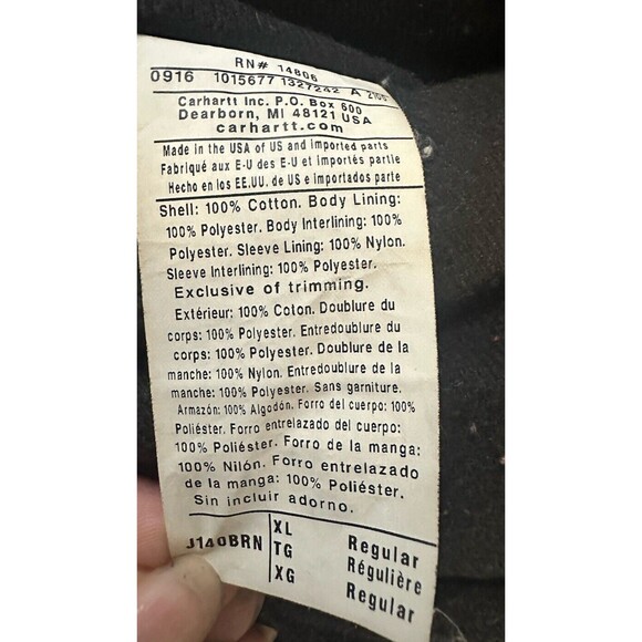 VTG Carhartt Helmets To Hardhats XL Hooded Chore Jacket J140BRN Great Condition - Picture 8 of 9